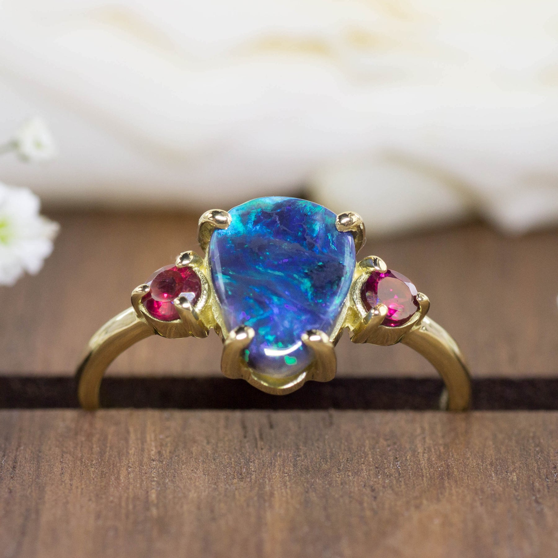 18k Goldring Opal Turmalin