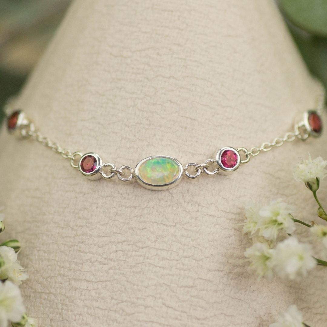 Armband Silber Opal pinker Turmalin