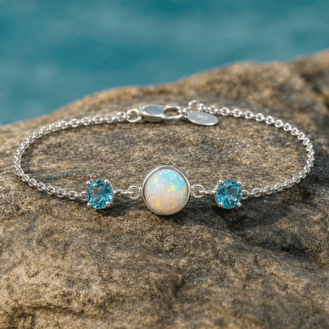 Australischer Opal mit Apatit Armband Silber