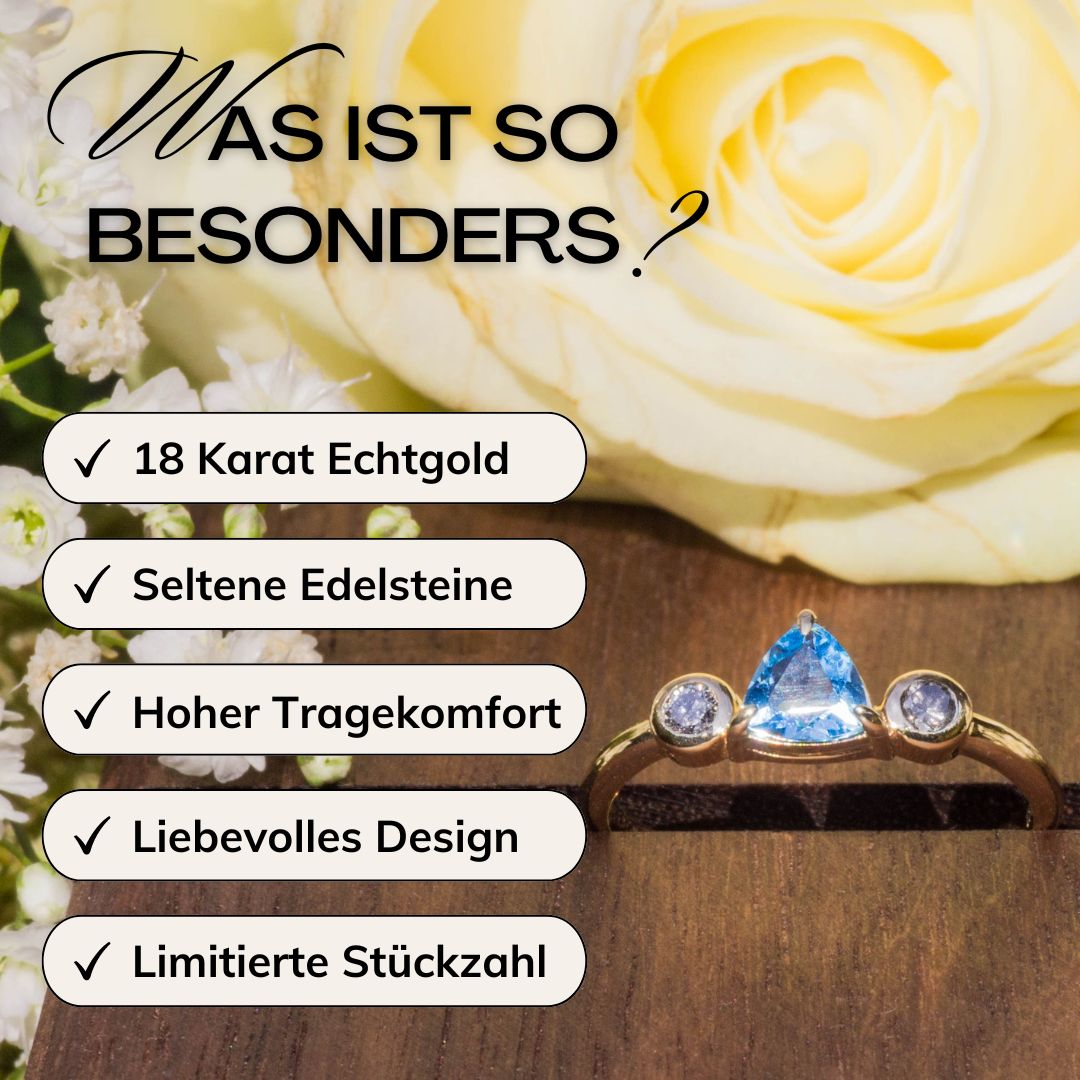 Besonderer Ring Gold blauer Stein