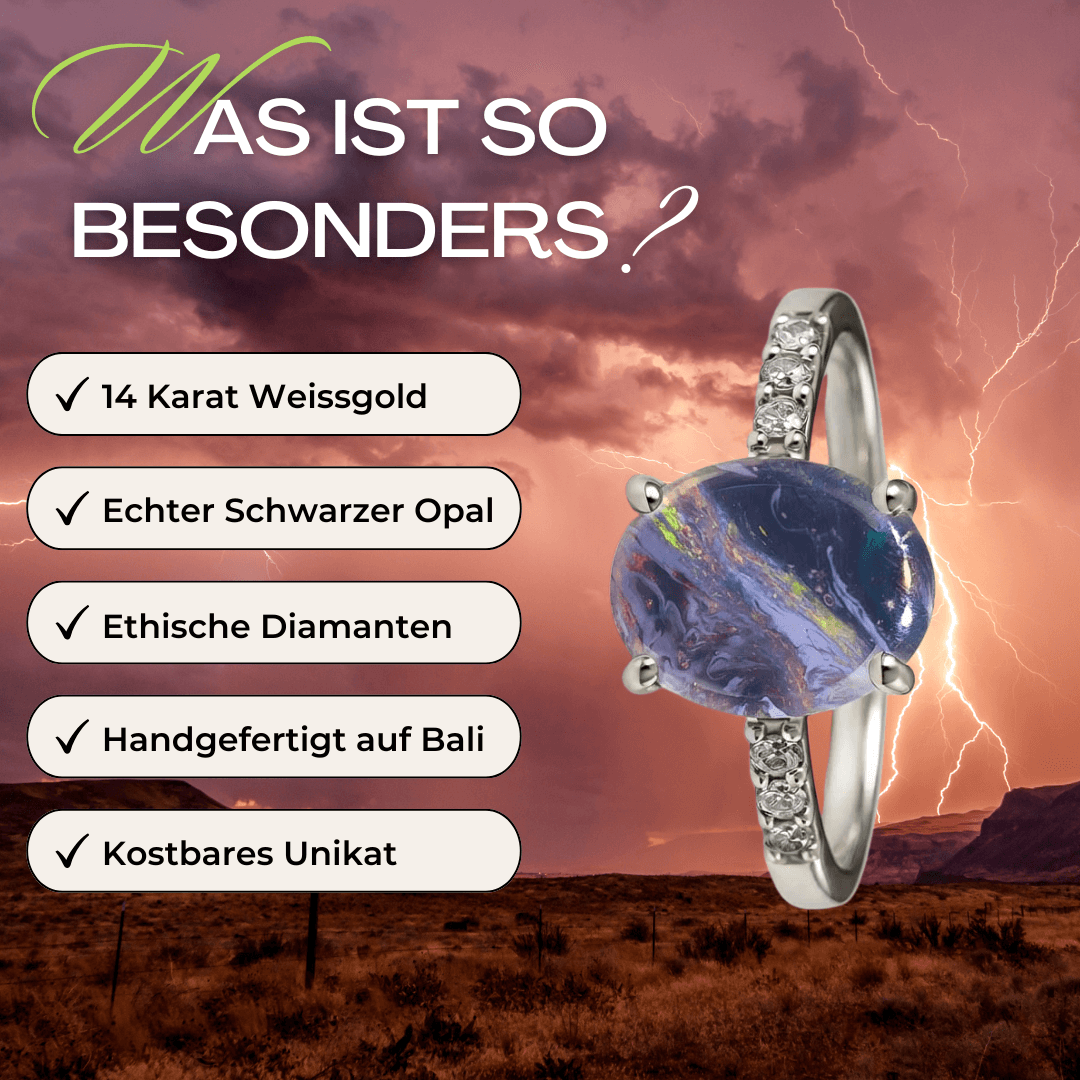 Black Opal Ring Gold