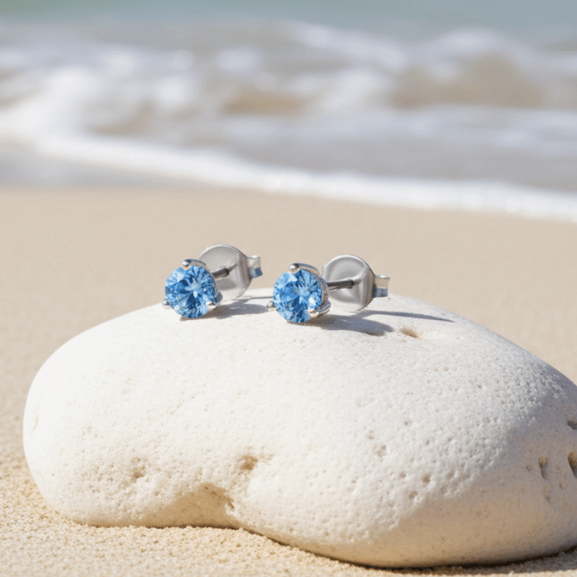 Blaue Zirkon Ohrringe Silber Ohrstecker