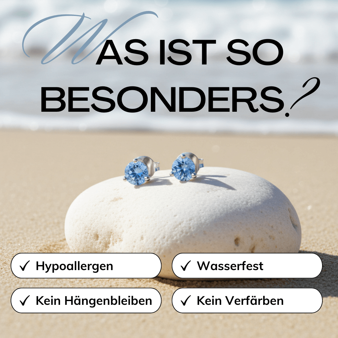 Blaue Zirkon Ohrringe Silber Wasserfest