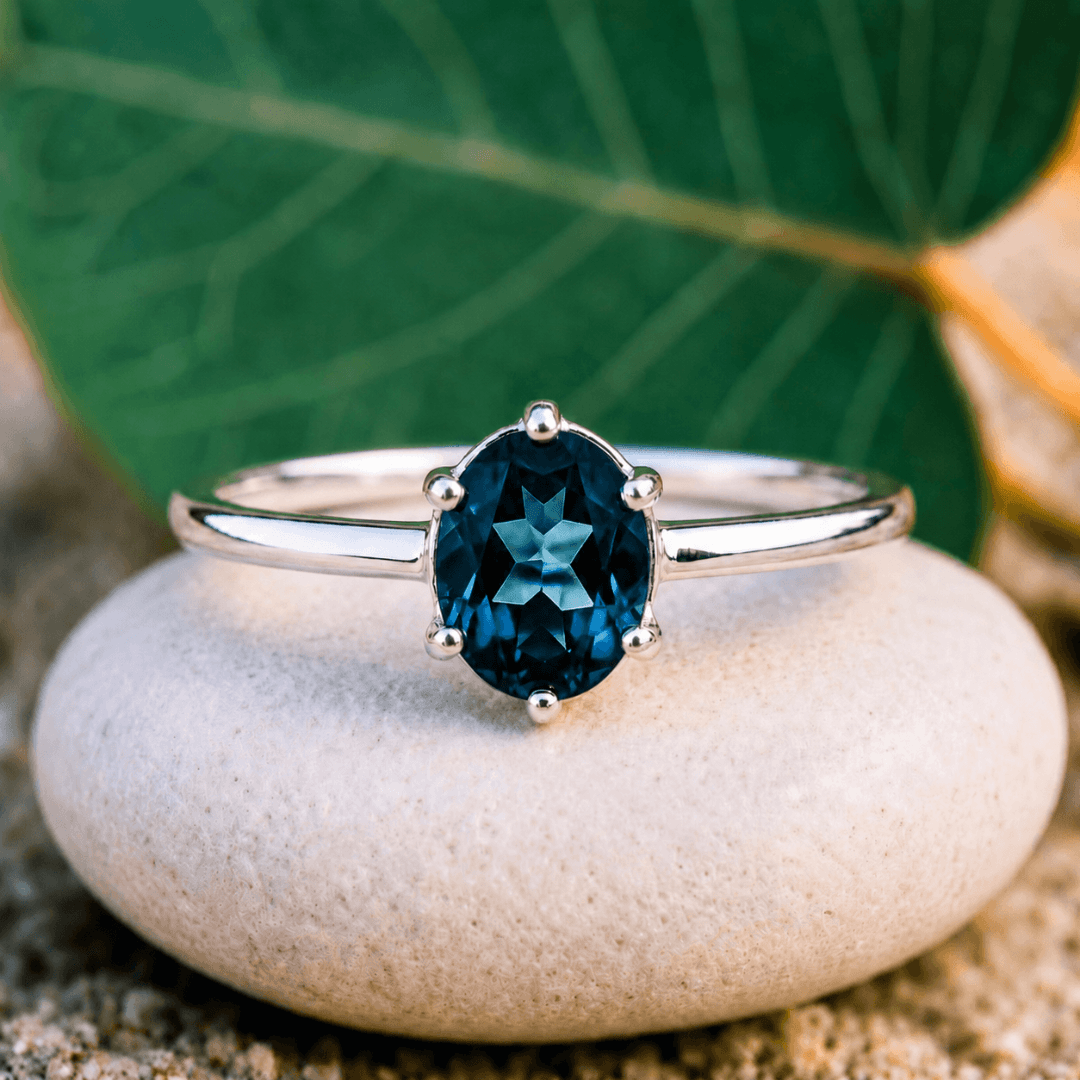 Blauer Topas Ring Sterling Silber