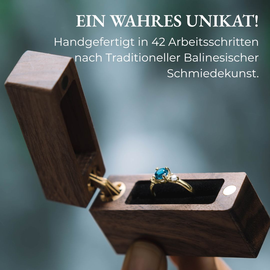 Blauer Saphir Verlobungsring handgefertigt