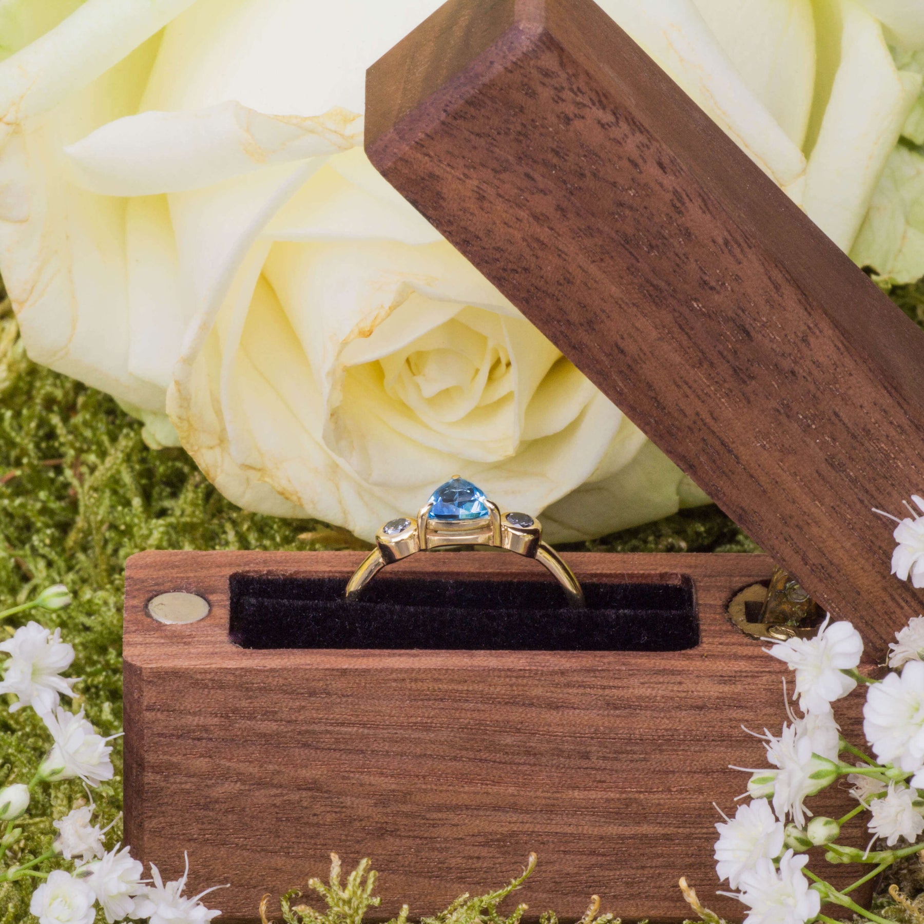 Blauer Topas Antragsring Gelbgold