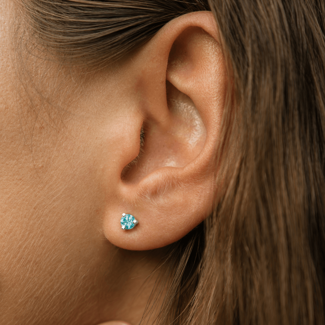 Blauer Zirkon 925 Silber Ohrstecker