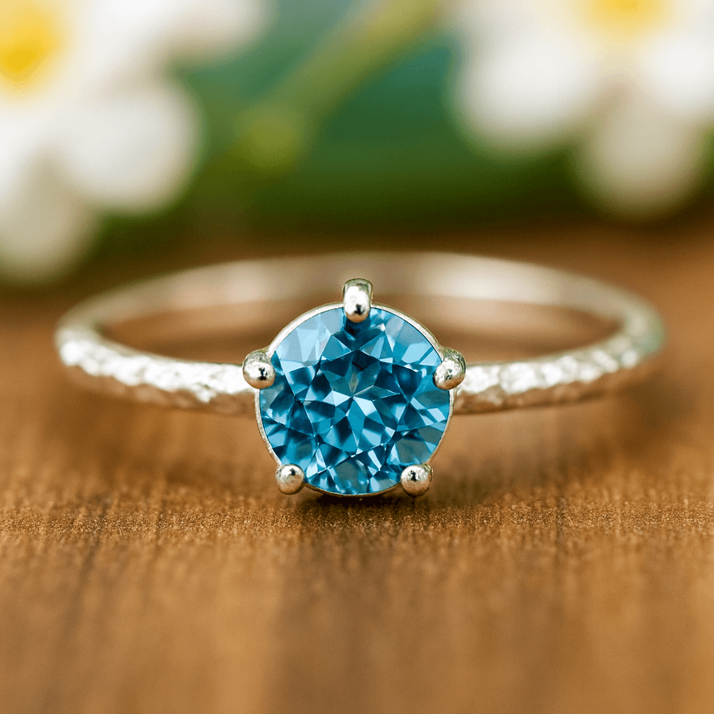 Solitär Ring 925 Silber blauer Stein