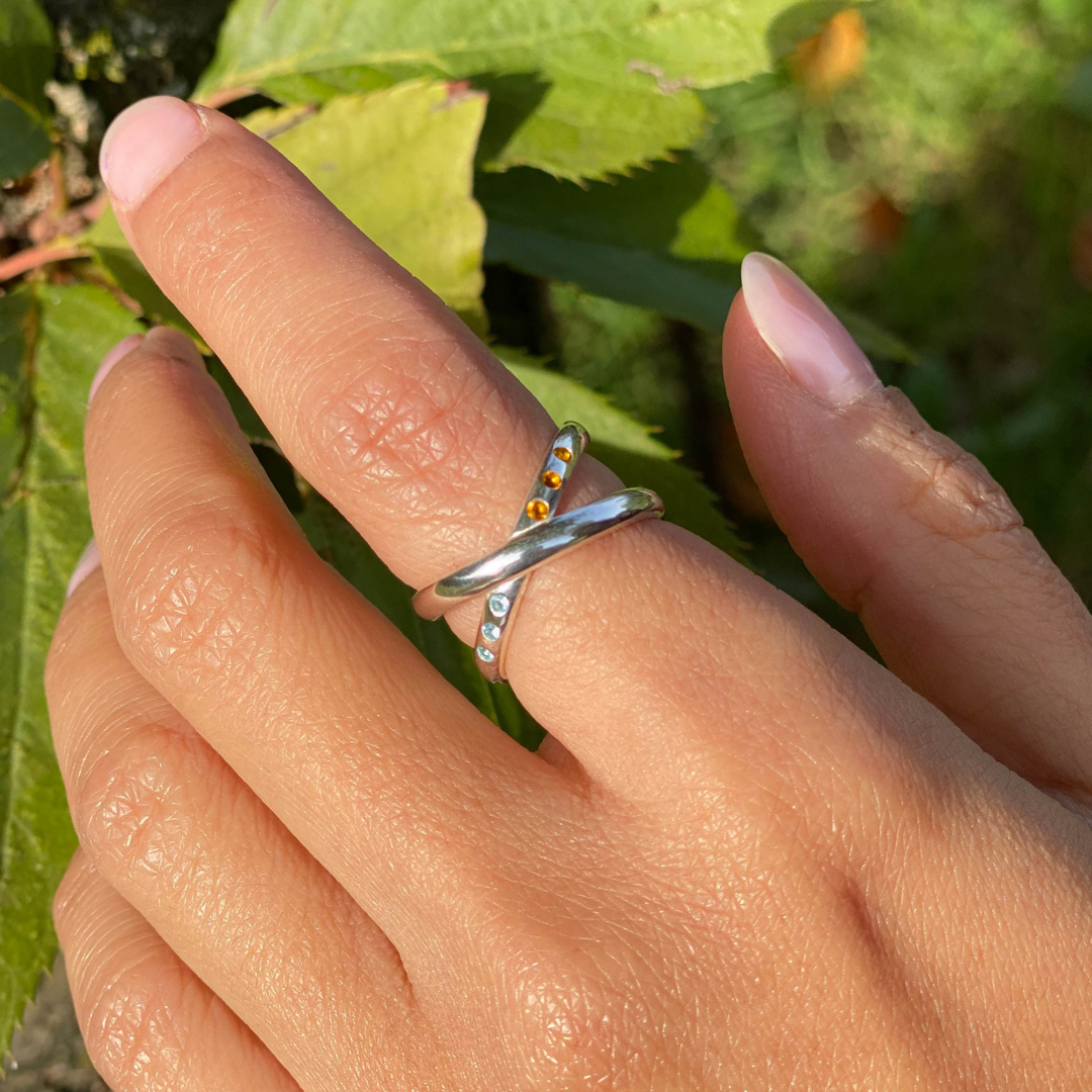 Damen Schmuck Doppelring Topas
