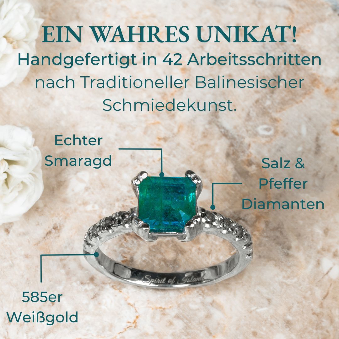 Echter Smaragd Verlobungsring Weißgold