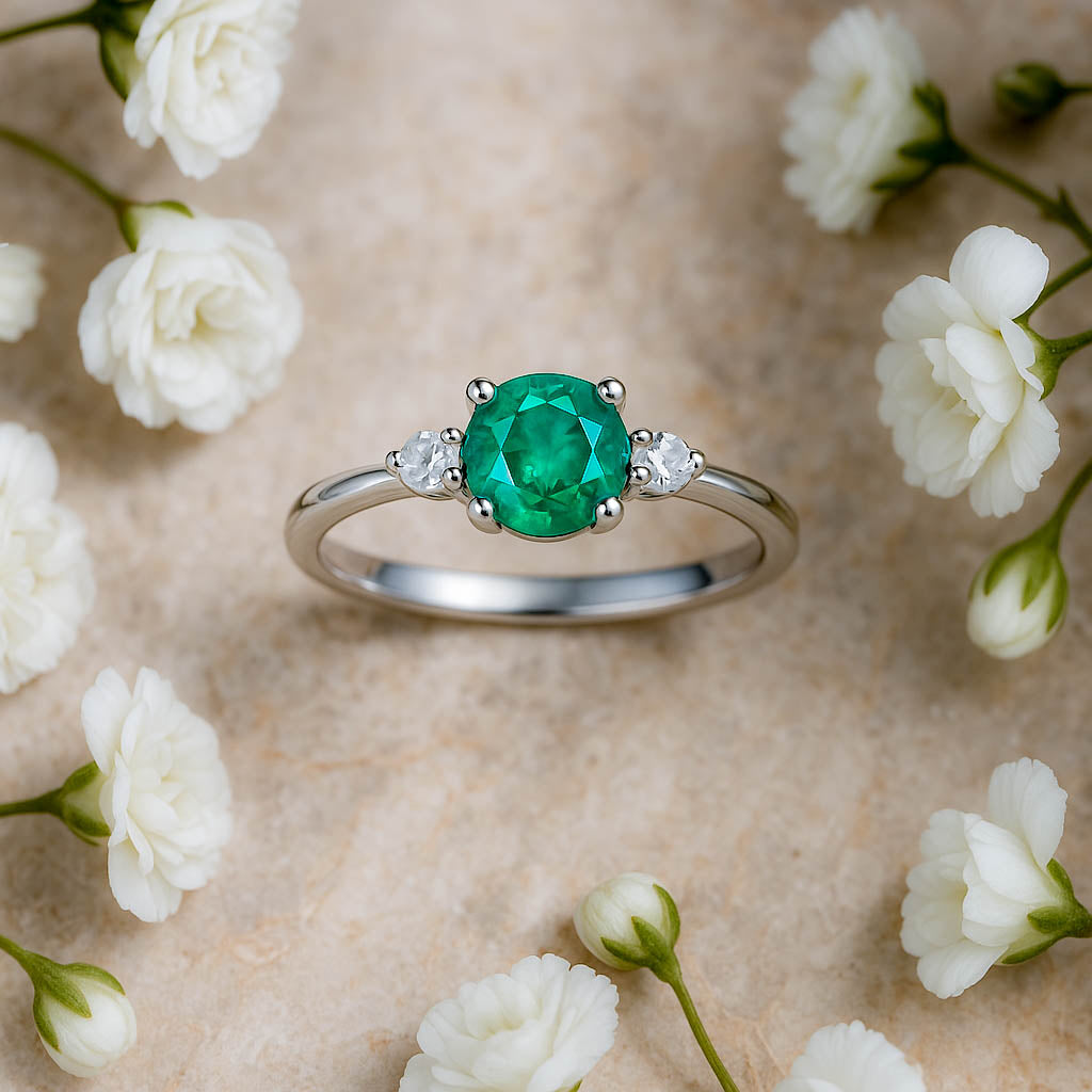 Eleganter Verlobungsring Smaragd