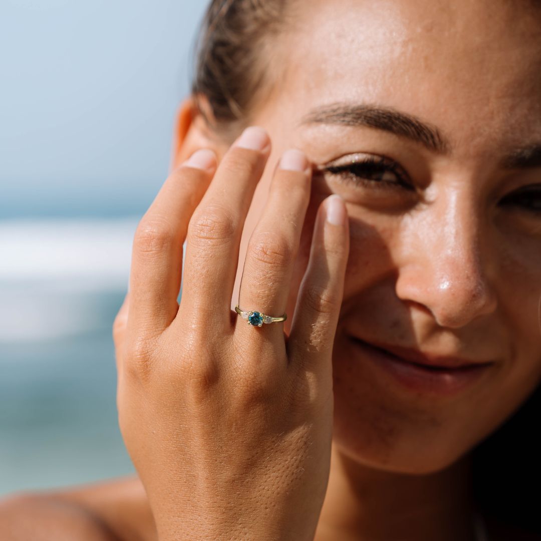 Gelbgold Verlobungsring Saphir