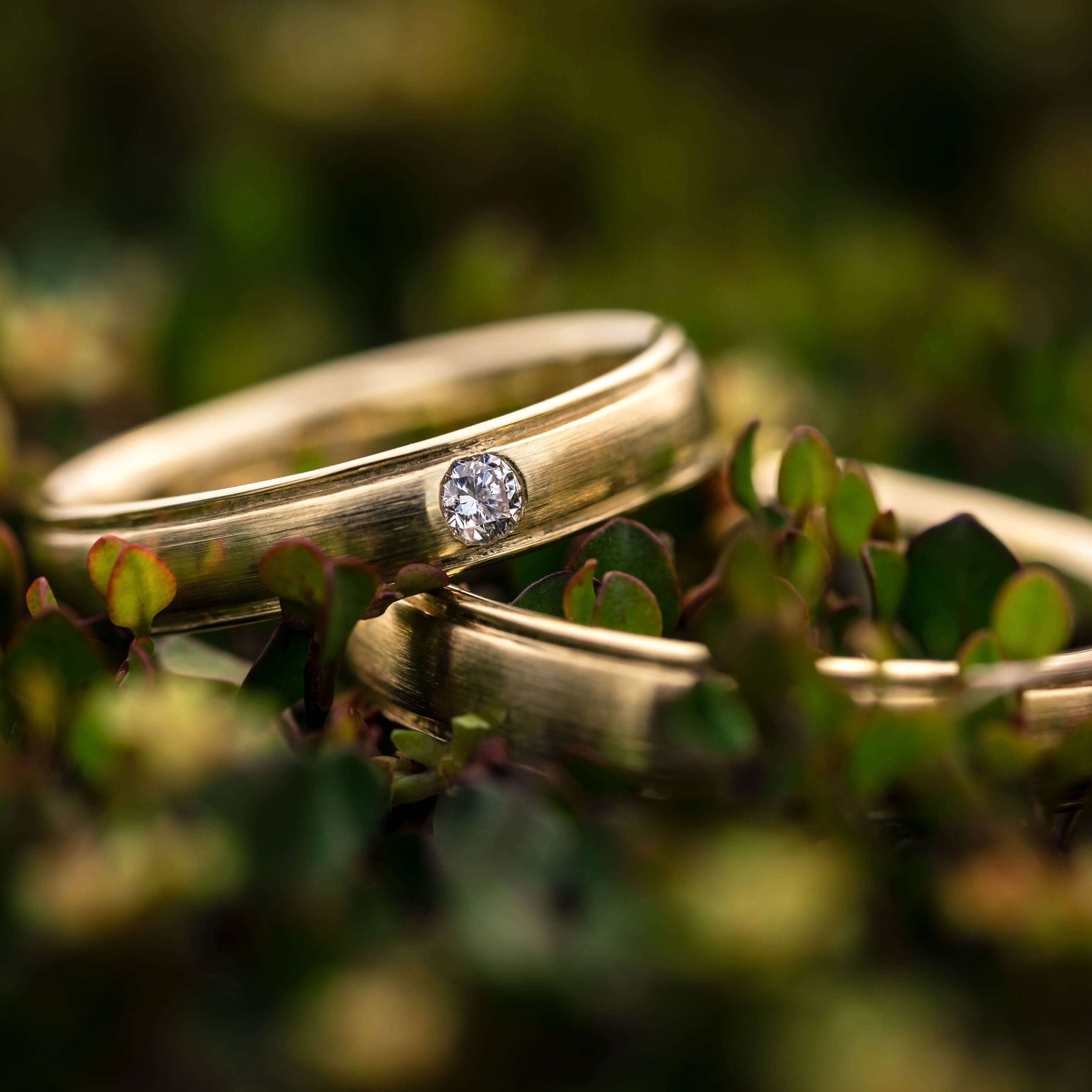 Handgemachte Eheringe 750 Gold seidenmatt