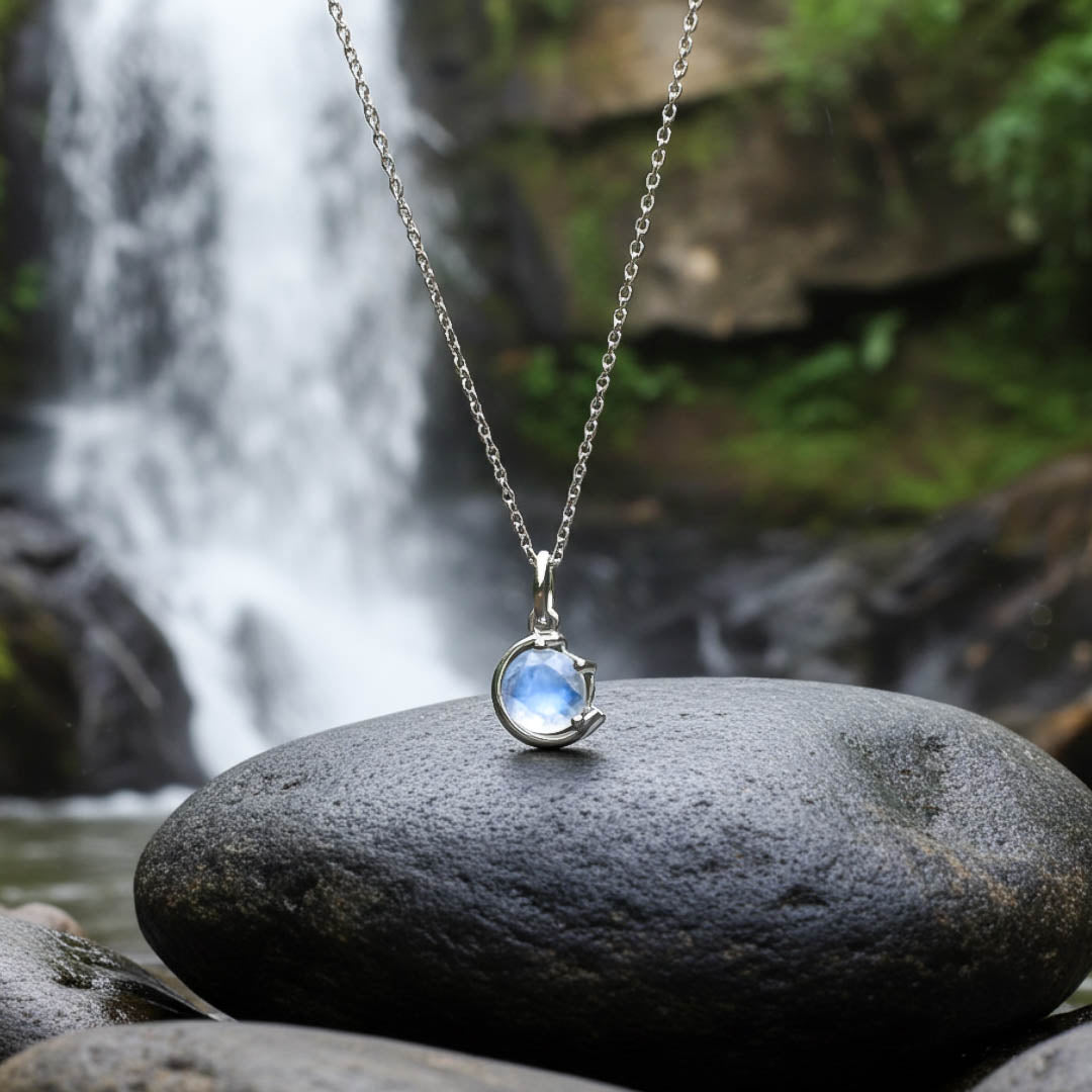 Mondstein Halskette Silber Bali