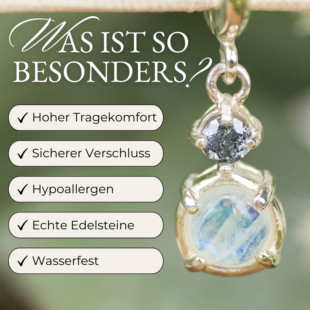 Mondstein Ohrringe mit Diamant