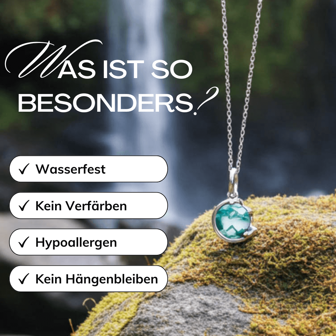 Moosachat Halskette Silber Wasserfest