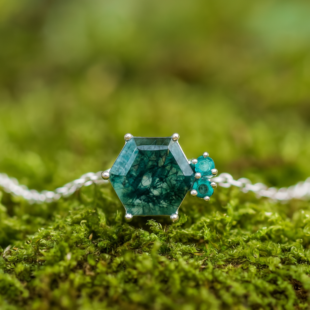 Moosachat Smaragd Armband