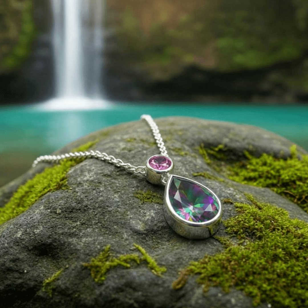 Mystischer Topas Rosa Turmalin Halskette