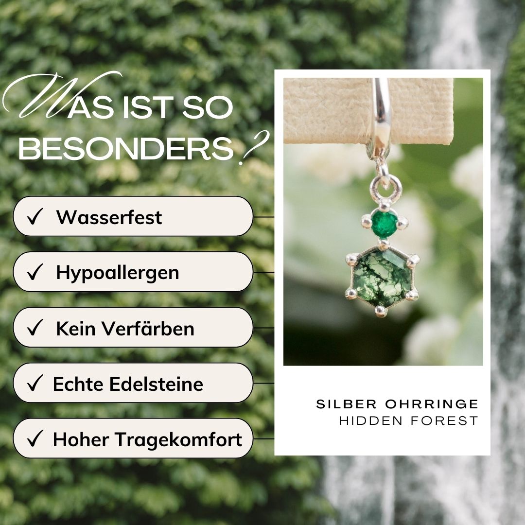 Ohrringe Silber gruene Steine