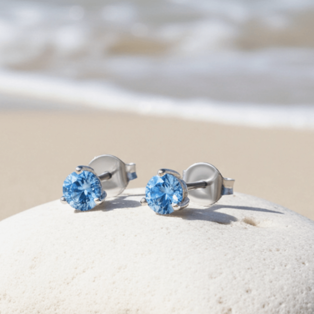 Ohrstecker Silber blauer Zirkon