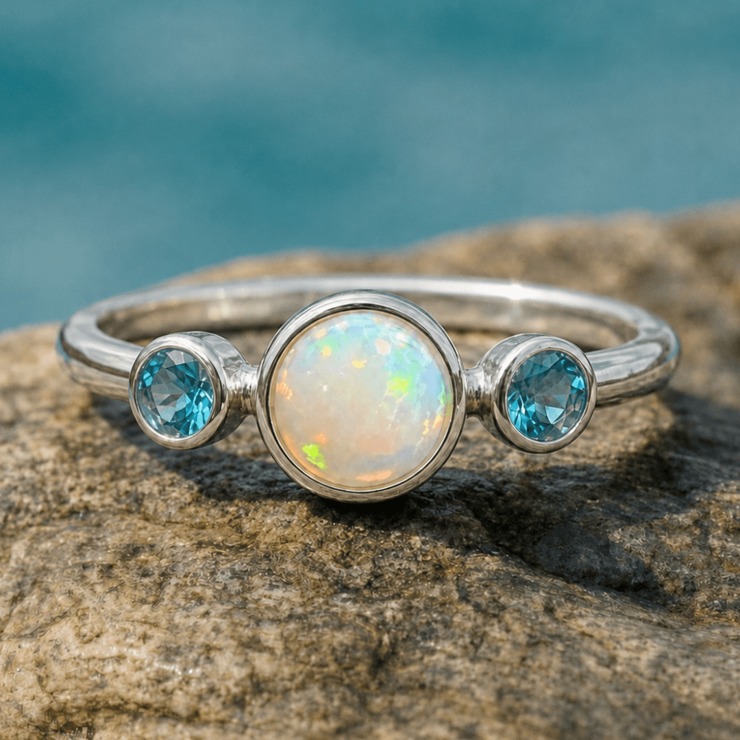 Opal Apatit Ring in Silber
