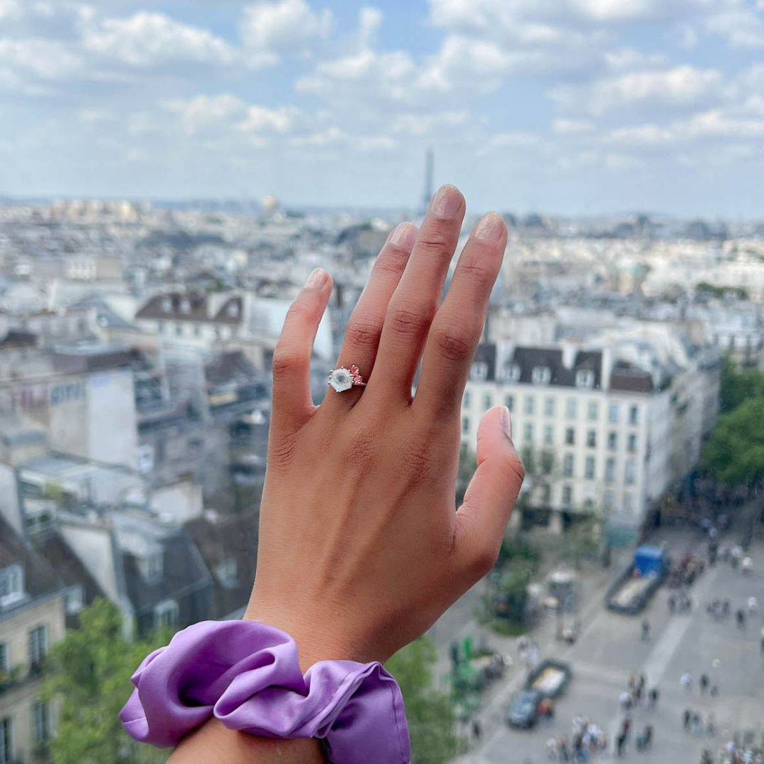 Paris Verlobungsring Mondstein Eifelturm