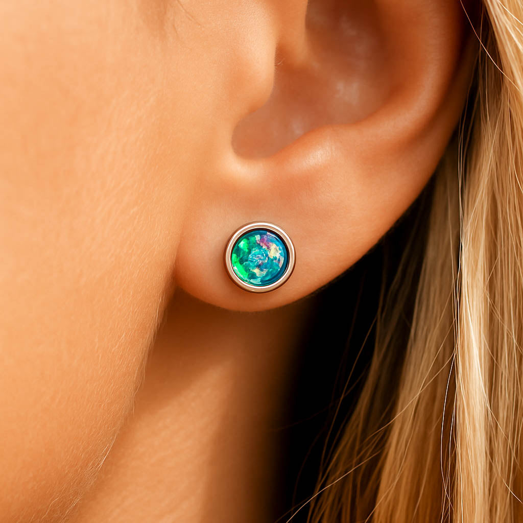 Schwarze Opal Ohrstecker