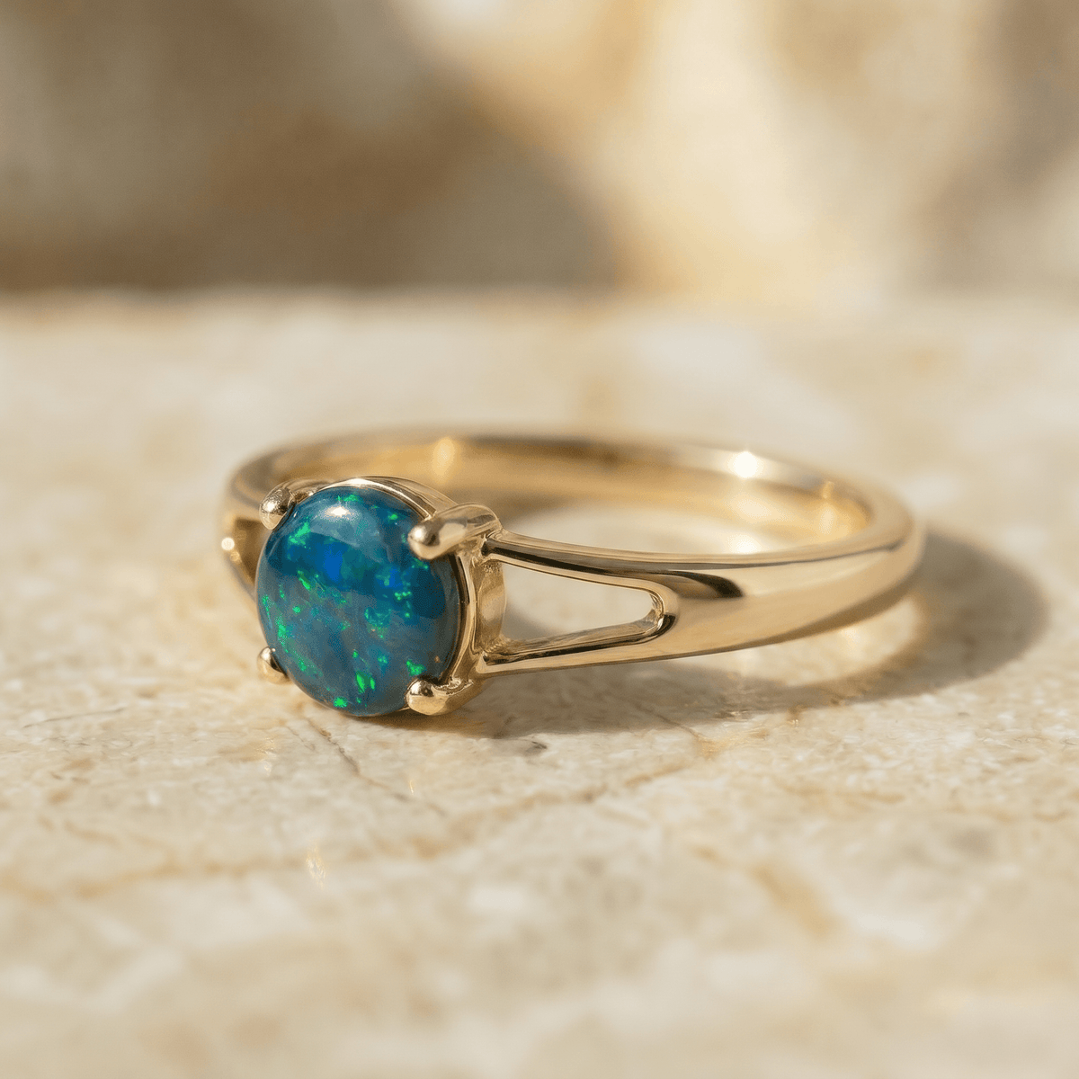 Schwarzer Opal 585 Gold Ring