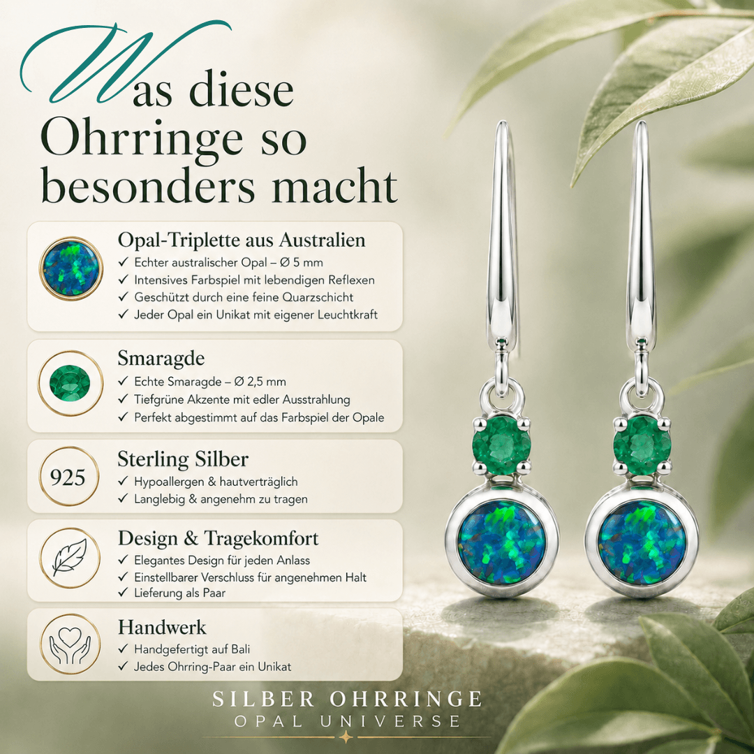 Schwarzer Opal Ohrringe Silber