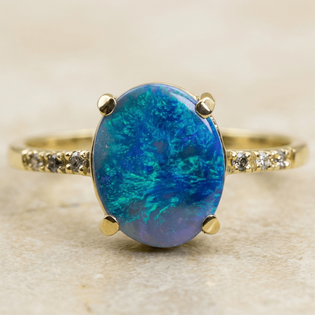 Schwarzer Opal Ring 750 Gold