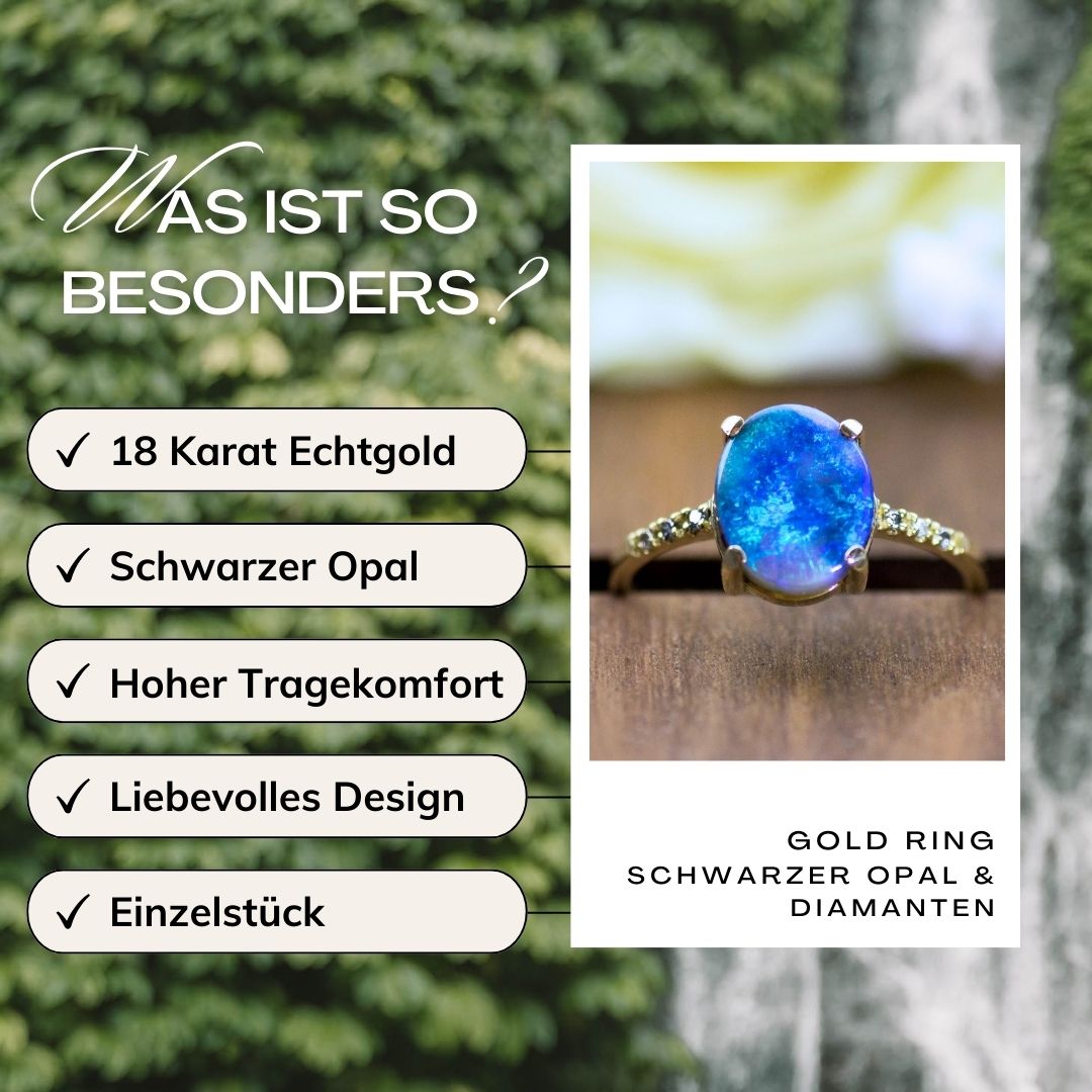 Schwarzer Opal Ring Australien