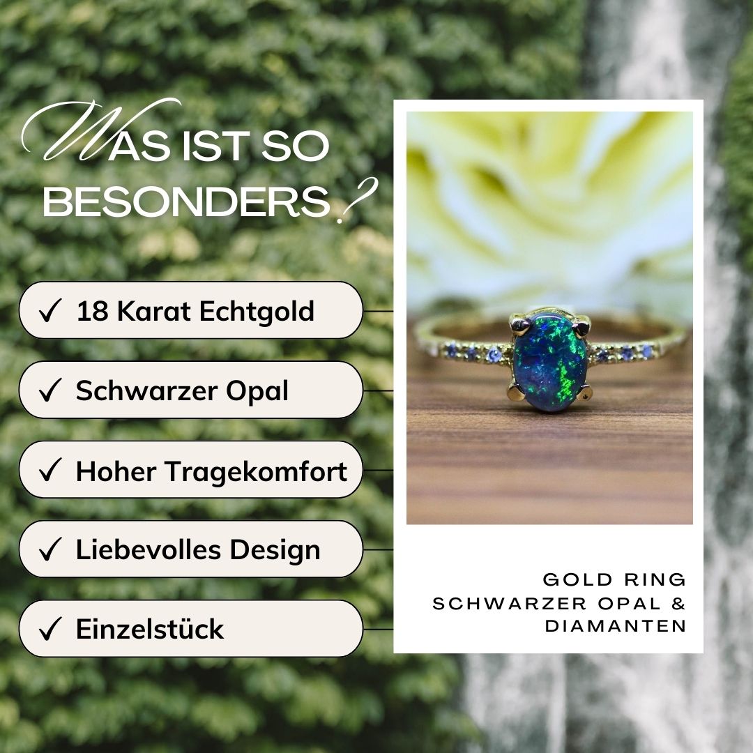 Schwarzer Opal Ring Diamanten