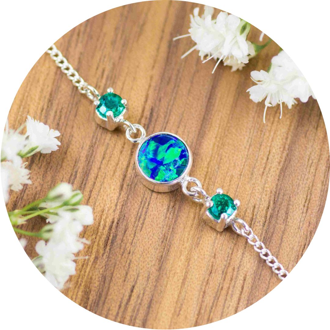 Silber Armband Opal Smaragd