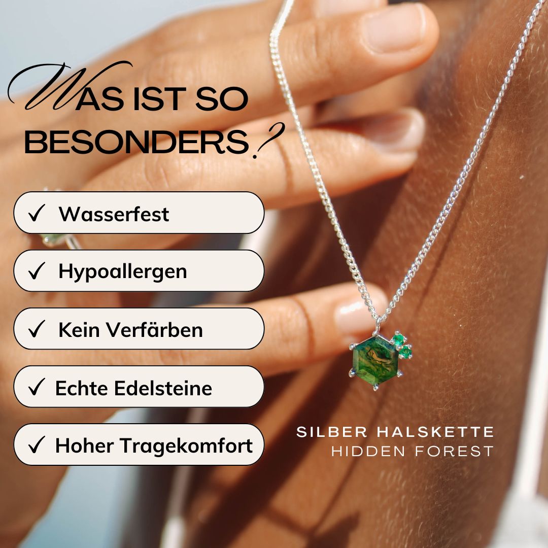 Silber Halskette gruen