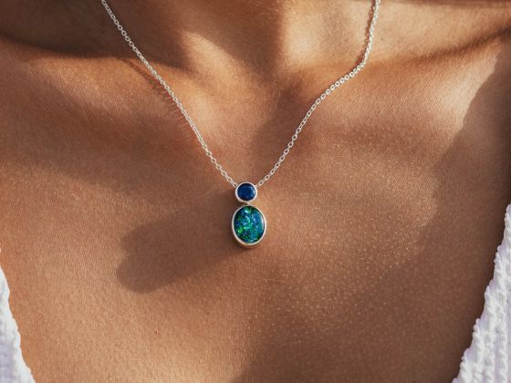 Silber Halskette mit Opal Anhänger