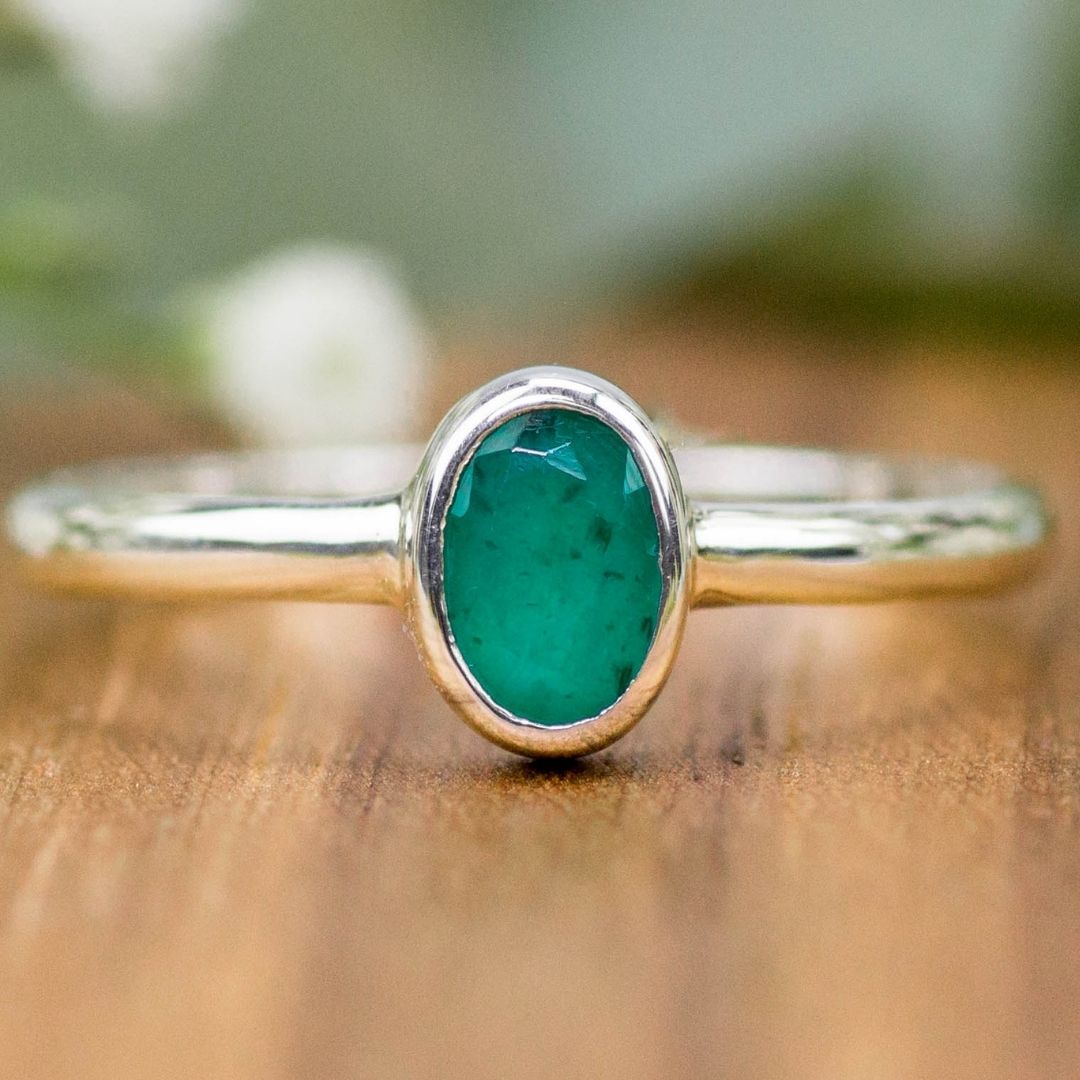 925 Silber Ring & grüner Smaragd | Stein