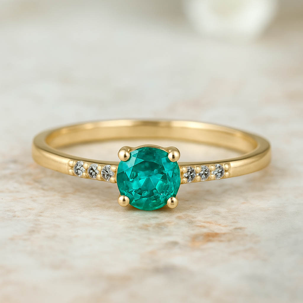 Smaragd Verlobungsring Diamanten Gold