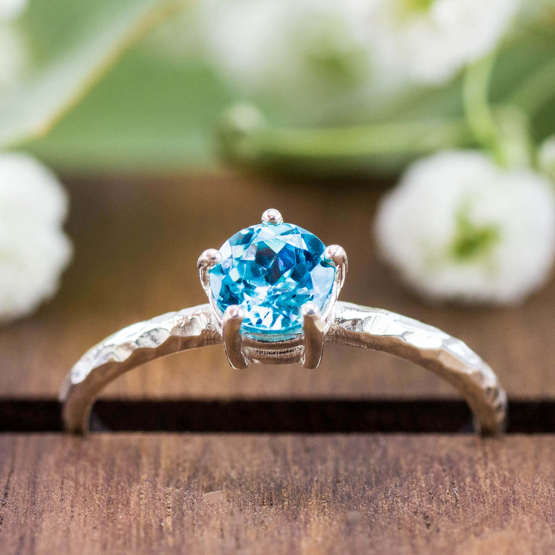 Verlobungsring 925 Silber blauer Zirkon