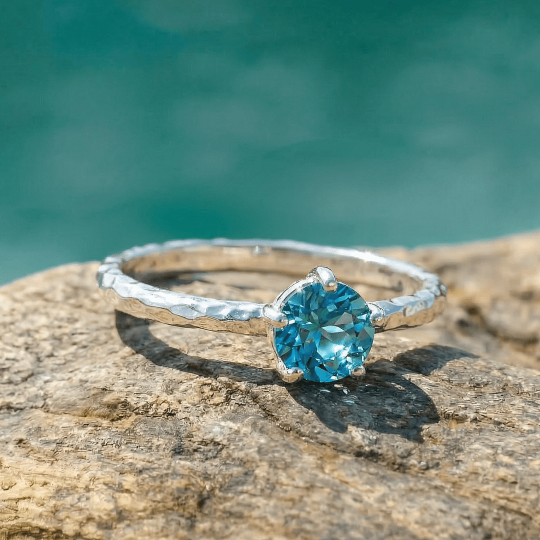 Verlobungsring 925 Silber blauer Zirkon besonders