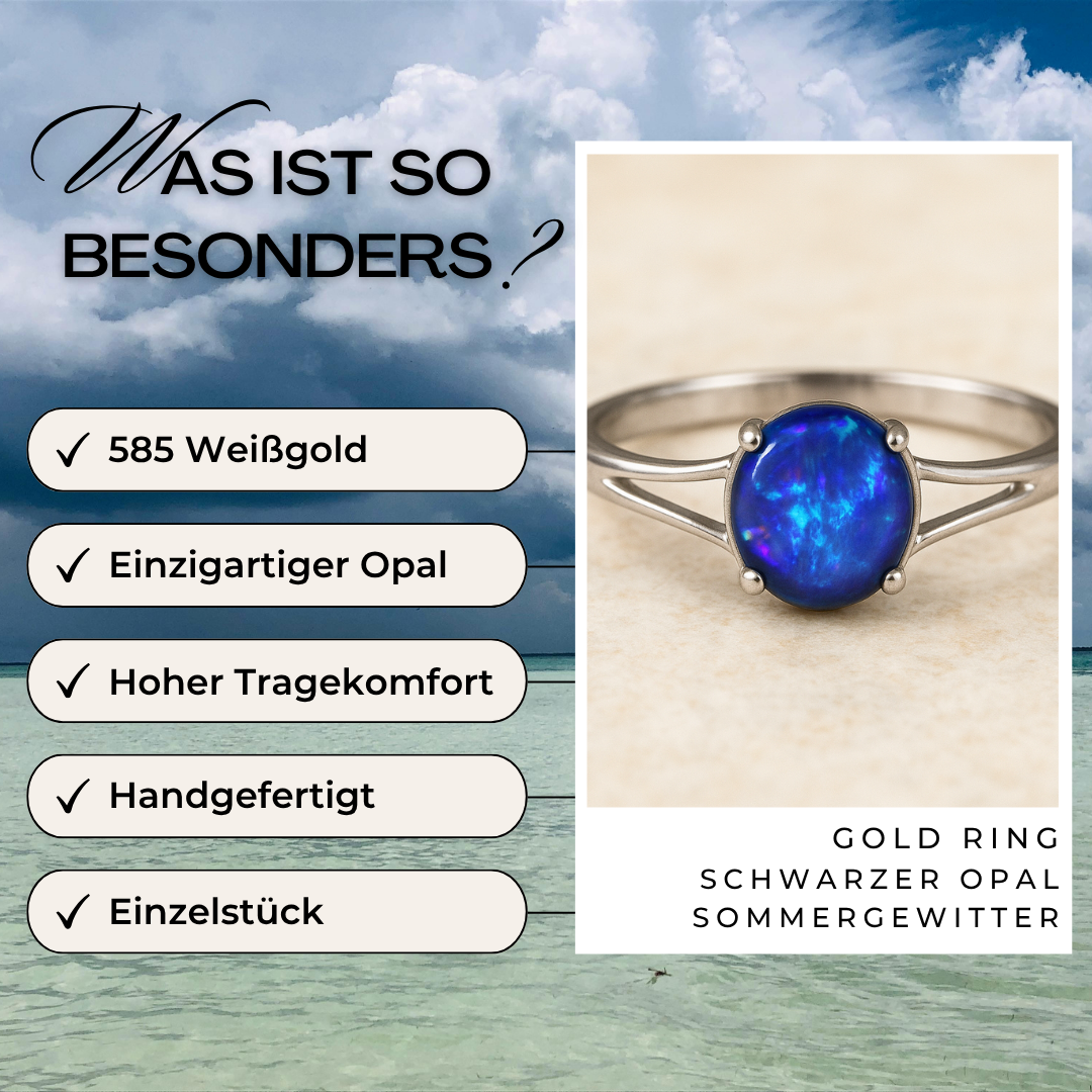 Vorteile Schwarzer Opal Weissgold Ring