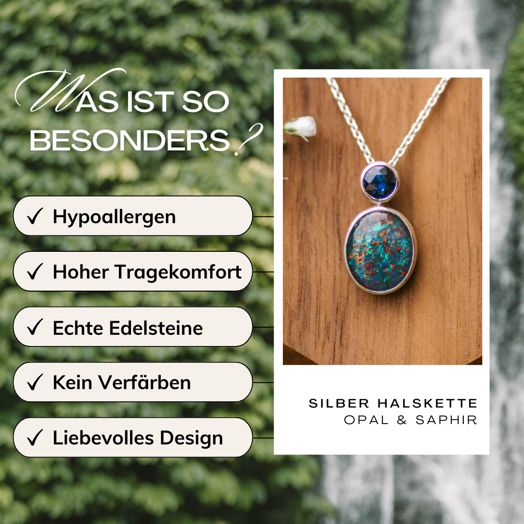 Vorteile Silber Halskette Opal Saphir