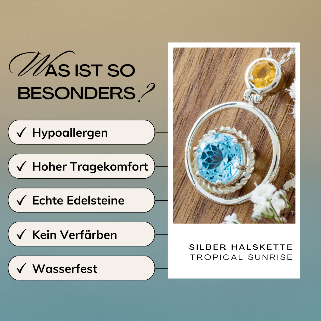 Vorteile Silber Halskette blauer Topas