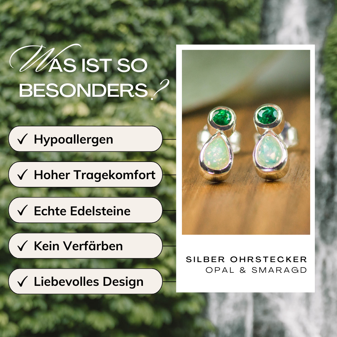 Vorteile Silber Ohrstecker Opal Smaragd
