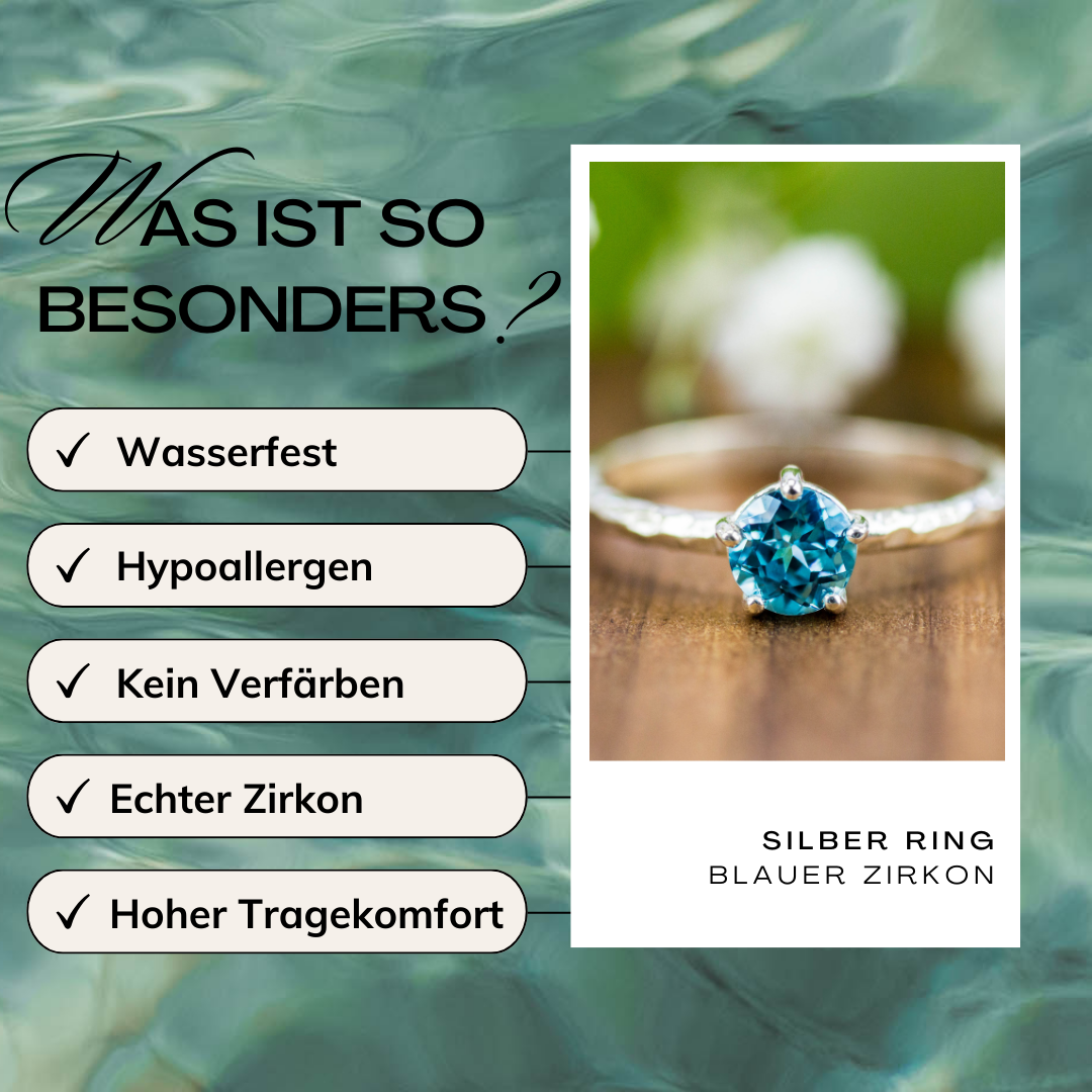 Vorteile Silber Ring blauer Zirkon
