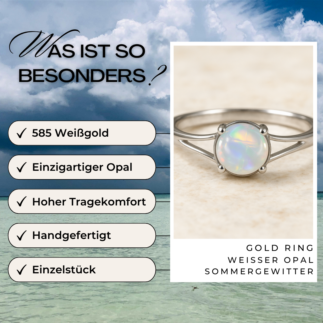 Vorteile Weißer Opal Weißgold Ring