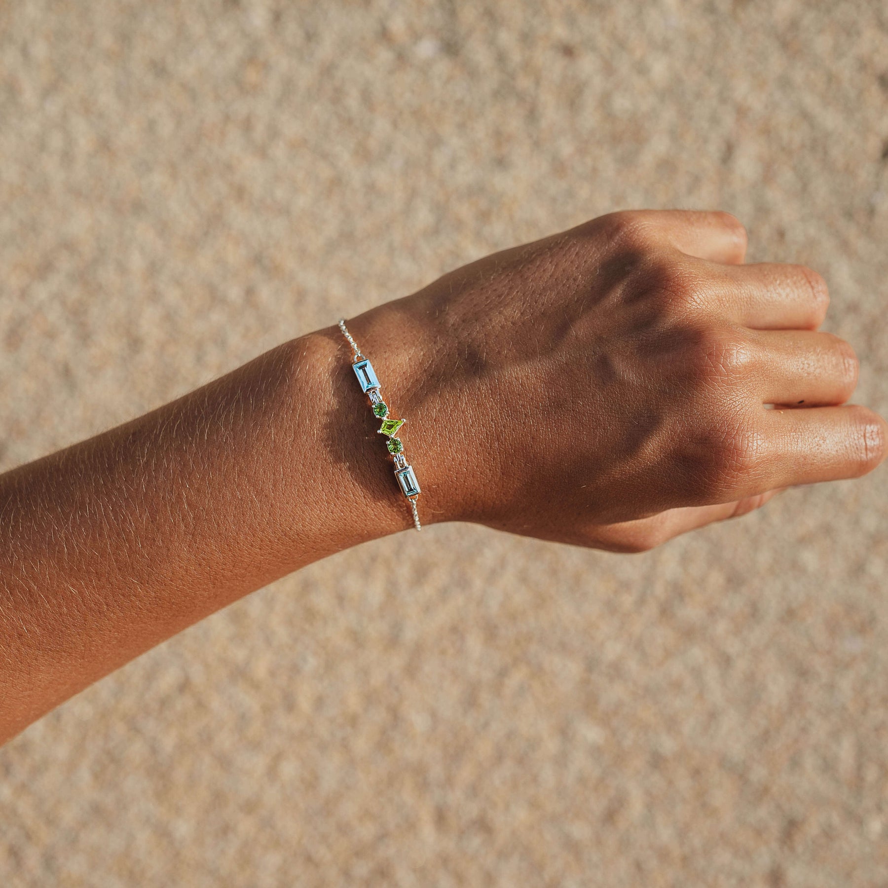Armband Silber Blau Gruen
