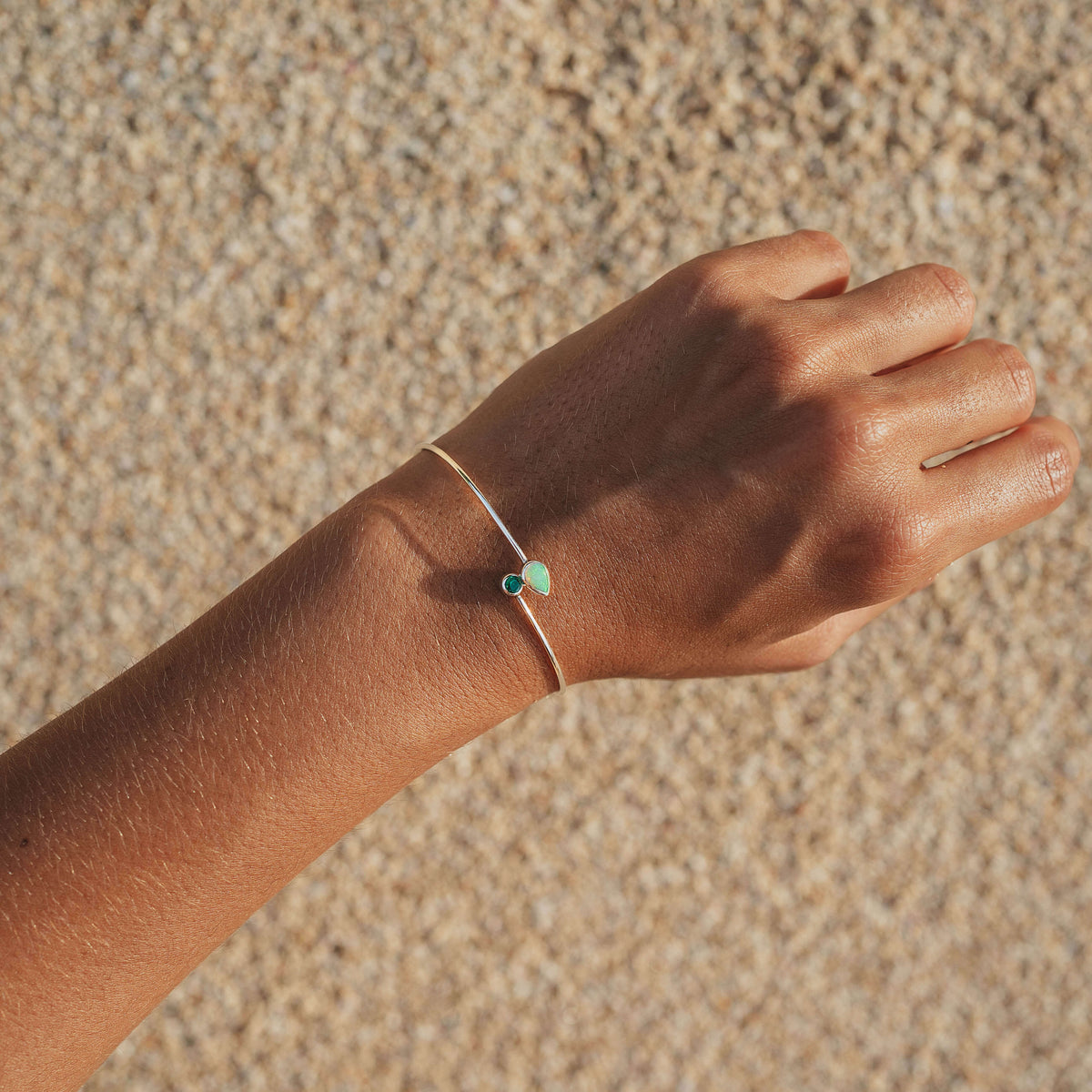 Armreifen Silber Opal Smaragd