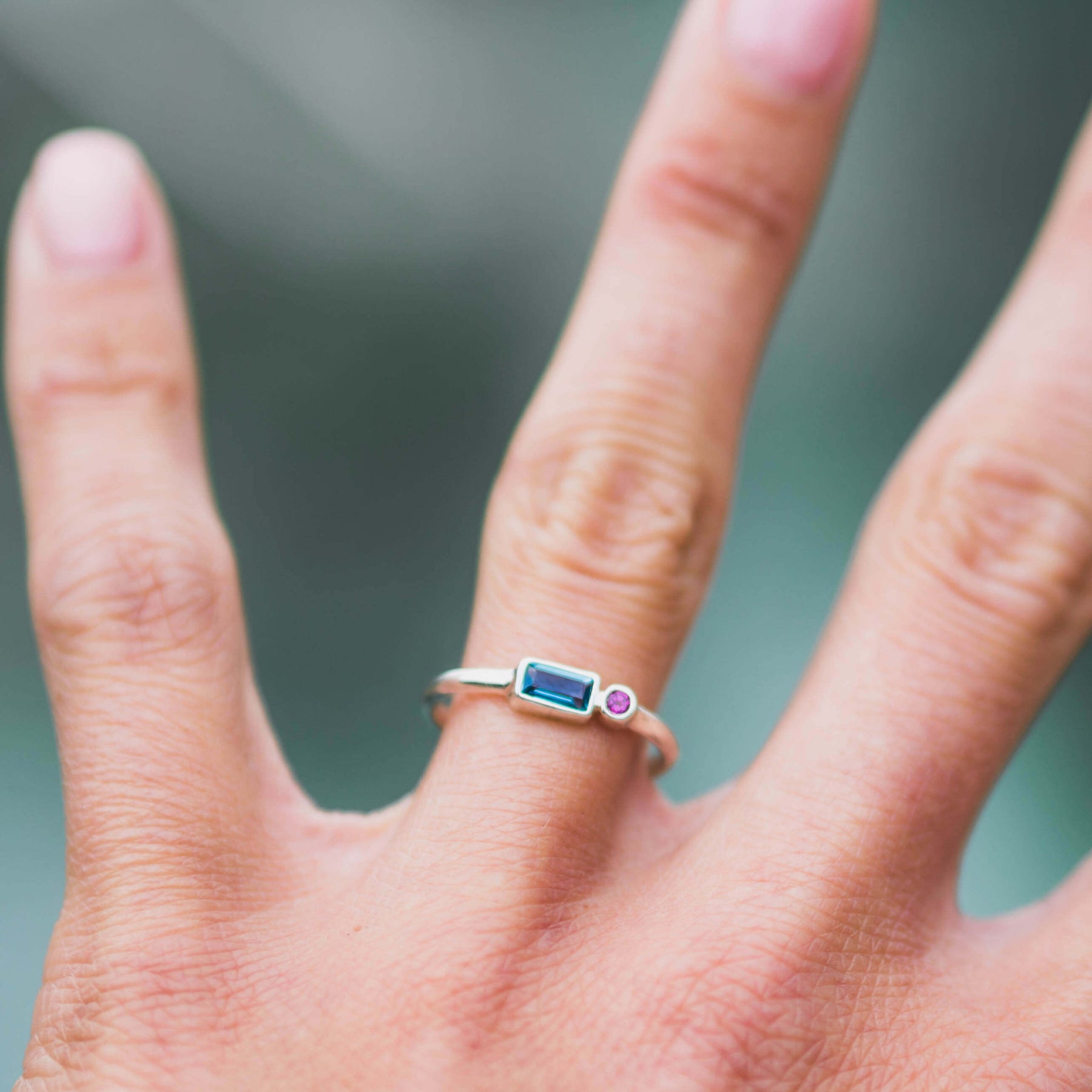 Nachhaltiger Ring Blau Topas pink Silber Freundin Geschenk