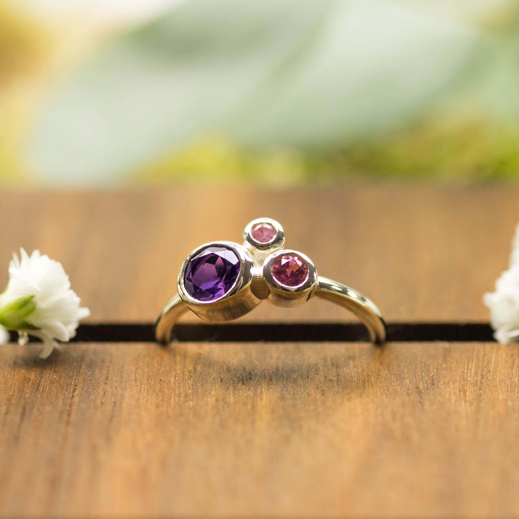 Ring Silbe rpinke Steine Amethystl ila spinel