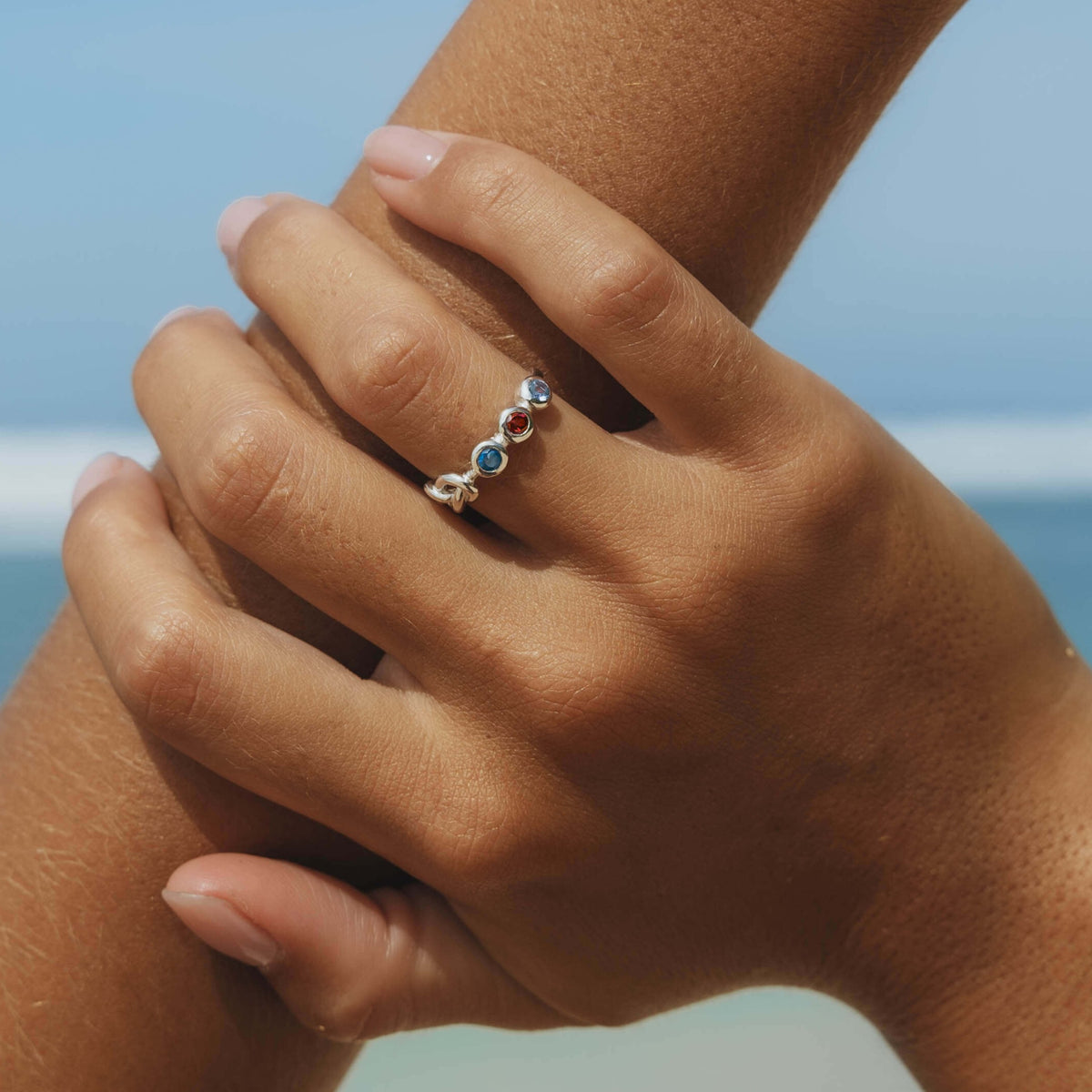 Ring Sterling Silber handgemacht Schleife Kyanit Tansanit Granat